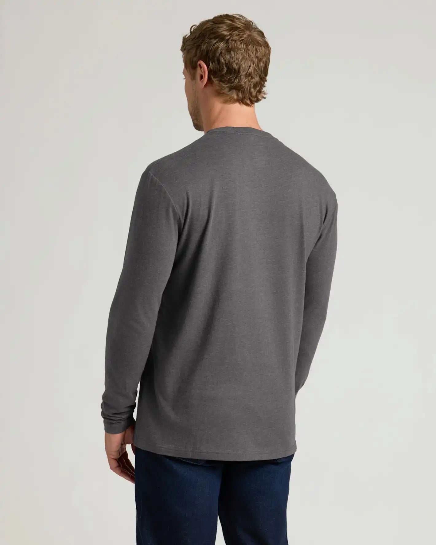 Charcoal Heather Gray Classic Long Sleeve Crew Neck