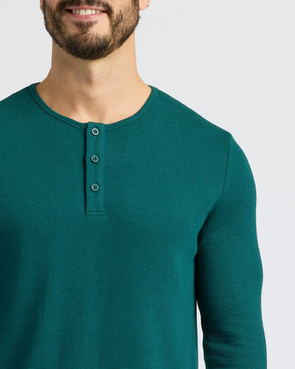 Deep Emerald Waffle Long Sleeve Henley
