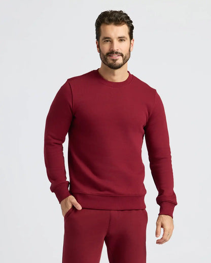 Dark Maroon Fleece French Terry Pullover Crew Neck