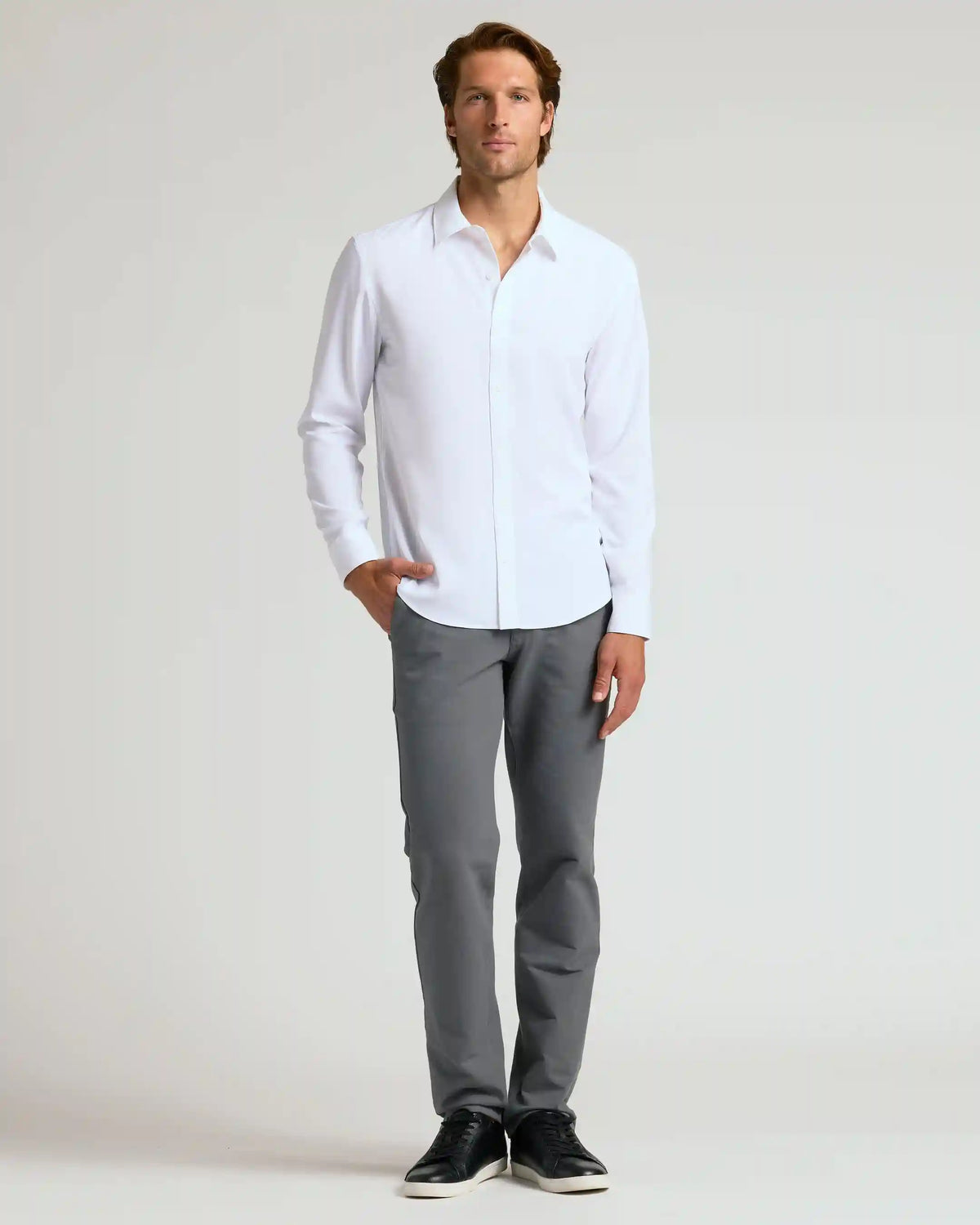 White Performance Long Sleeve Dress Shirt