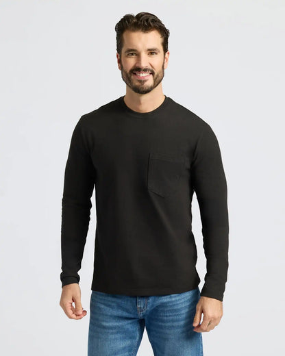 Black & Navy Heavyweight Long Sleeve Pocket Crew 2-PacK