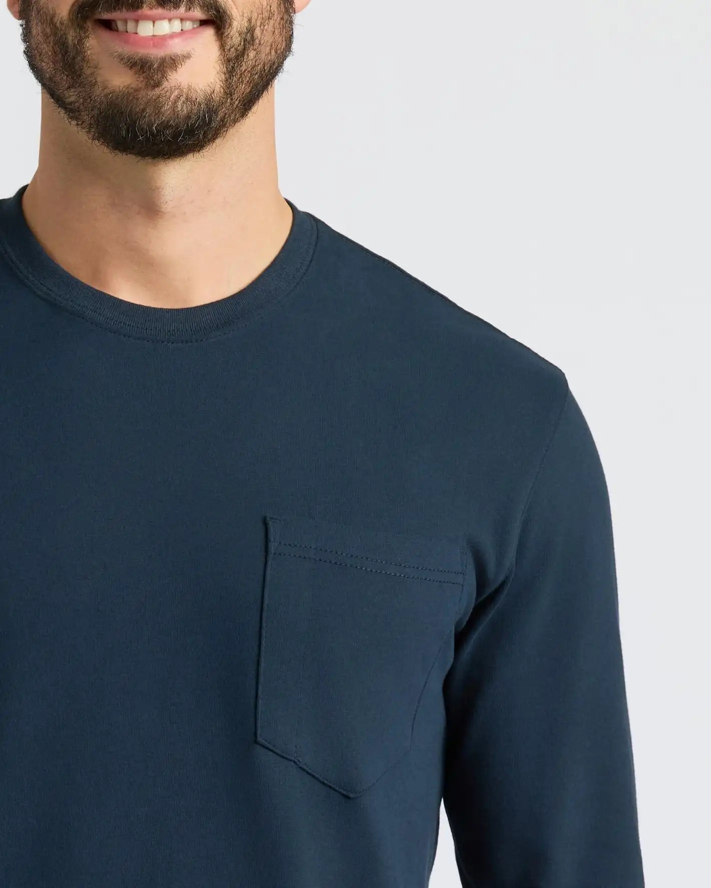 Navy Heavyweight Long Sleeve Pocket Crew