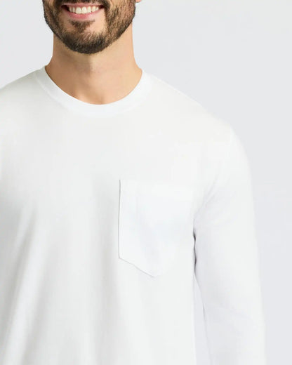 White Heavyweight Long Sleeve Pocket Crew 2-PacK