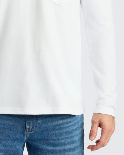 White Heavyweight Long Sleeve Pocket Crew