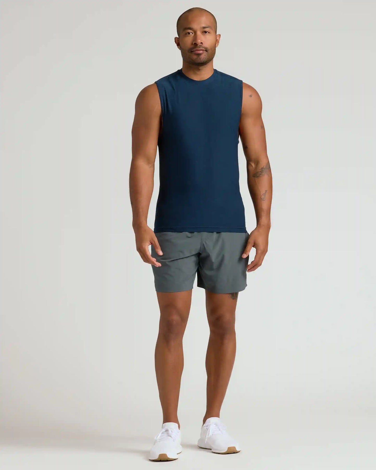 Dark Heather Navy Sleeveless Active Muscle Tee