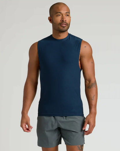 Dark Heather Navy Sleeveless Active Muscle Tee