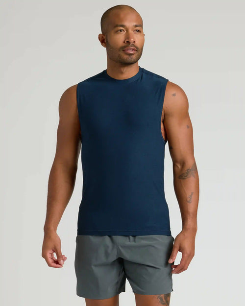 Dark Heather Navy Sleeveless Active Muscle Tee