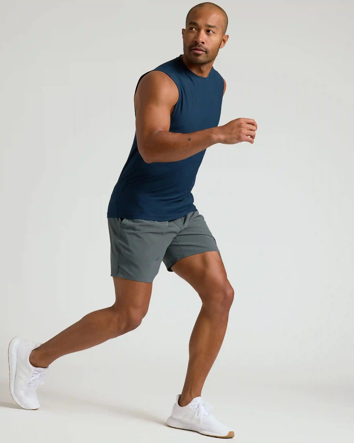 Dark Heather Navy Sleeveless Active Muscle Tee