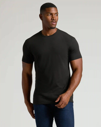 Black Tall Straight Hem Crew Neck T-Shirt
