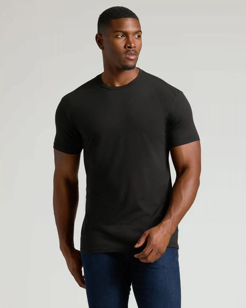 Black Tall Straight Hem Crew Neck T-Shirt