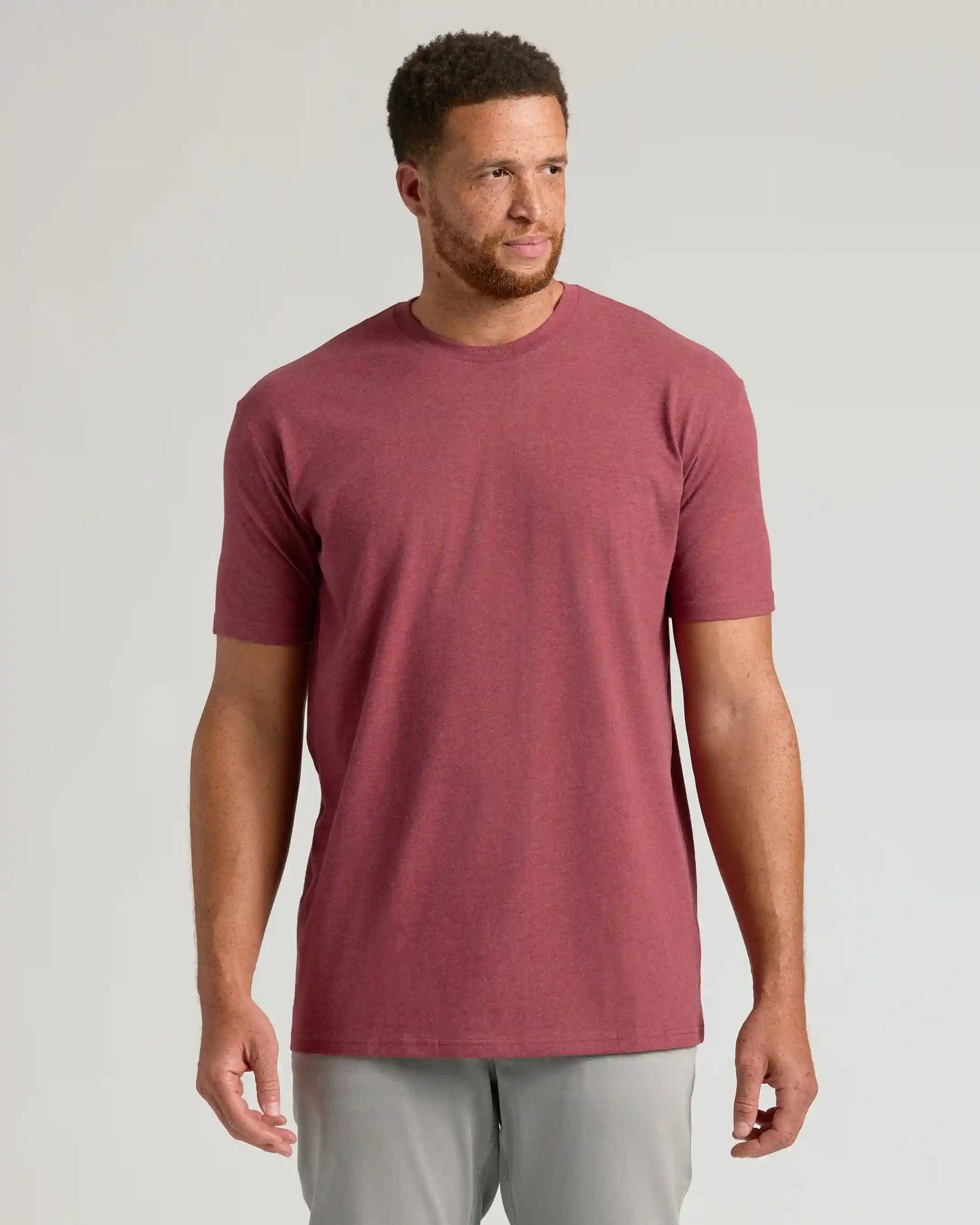 Dark Heather Claret Tall Straight Hem Crew Neck T-Shirt