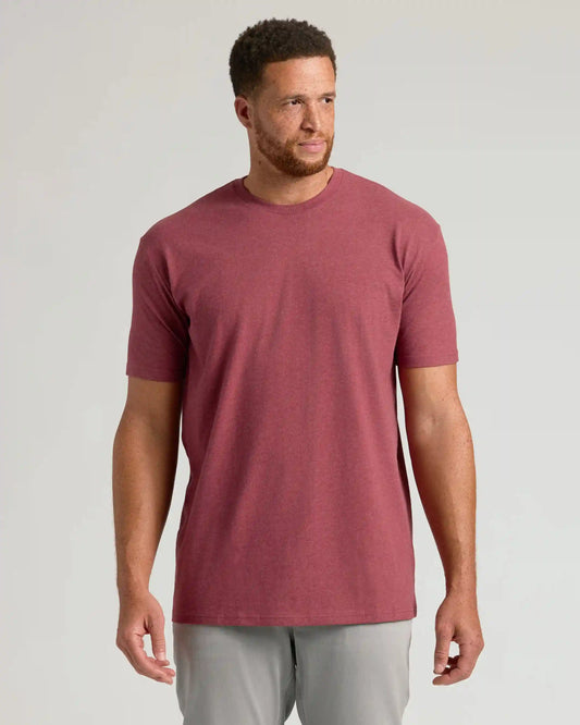 Dark Heather Claret Tall Straight Hem Crew Neck T-Shirt