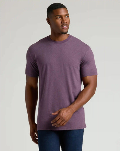 Dark Heather Plum Tall Straight Hem Crew Neck T-Shirt