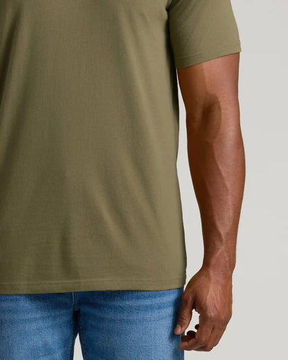 Military Green Tall Straight Hem Crew Neck T-Shirt