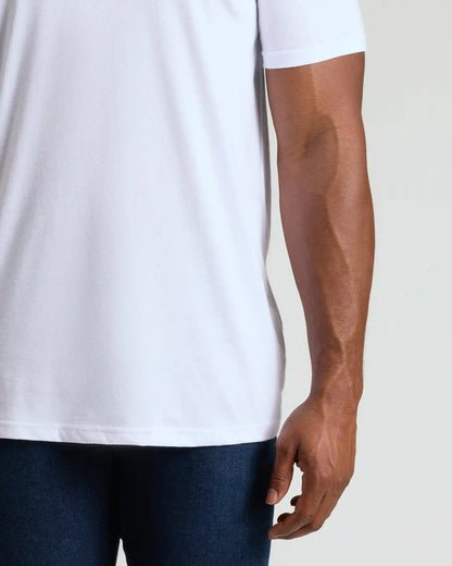 White Tall Straight Hem Crew Neck T-Shirt