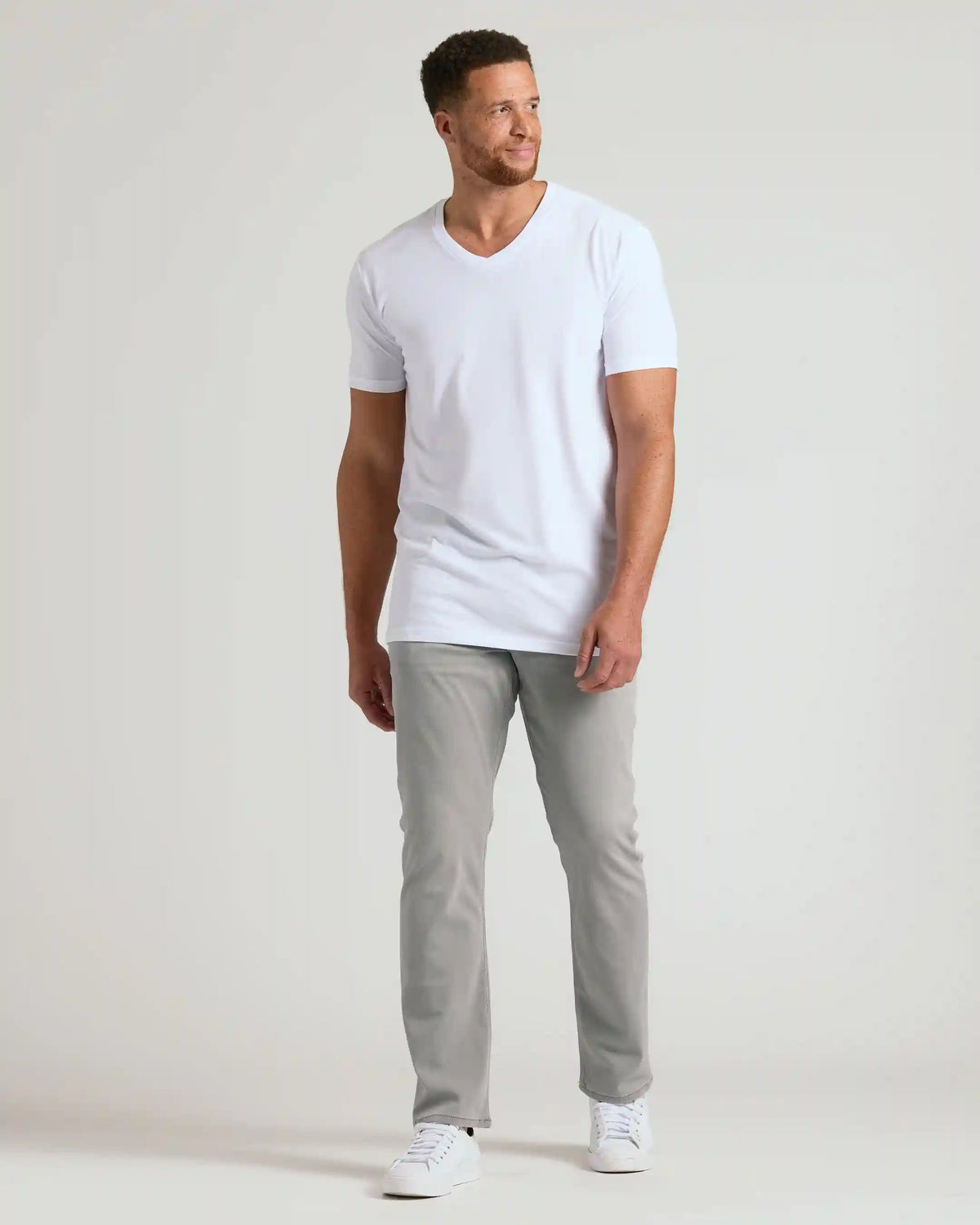 White Tall Short Sleeve Classic V-Neck
