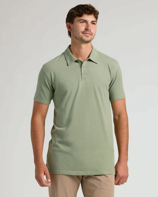 Dark Heather Bay Green Short Sleeve Tall Polo