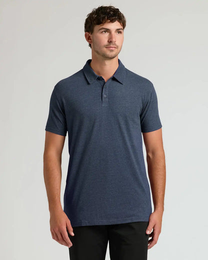 Heather Navy Short Sleeve Tall Polo
