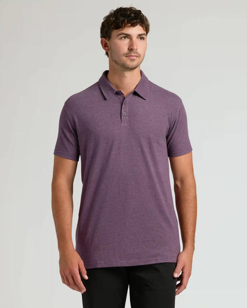 Dark Heather Plum Short Sleeve Tall Polo