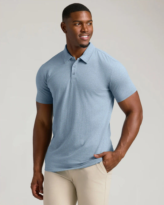 Heather Indigo Short Sleeve Tall Polo