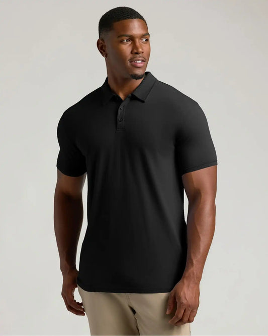 Black Short Sleeve Tall Polo