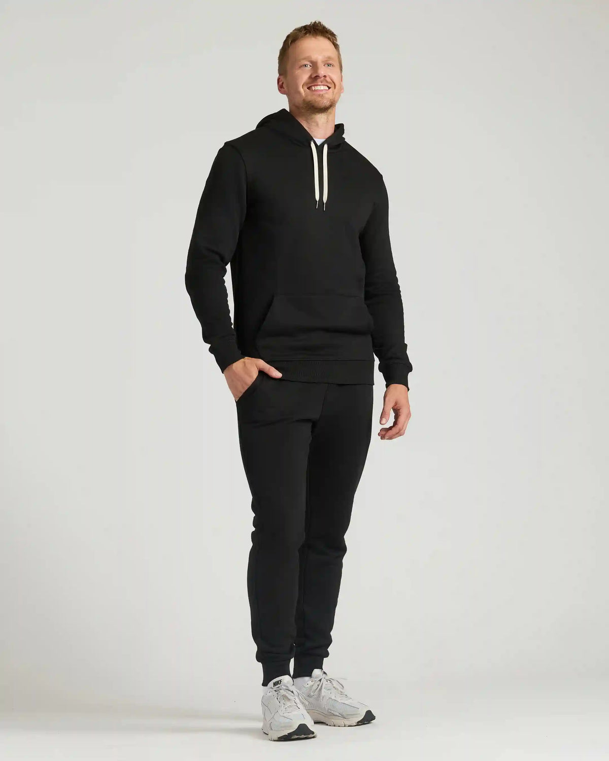 Black Tall Fleece French Terry Pullover Hoodie