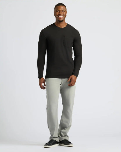 Black & Carbon Tall Heavyweight Long Sleeve Pocket Crew 2-Pack