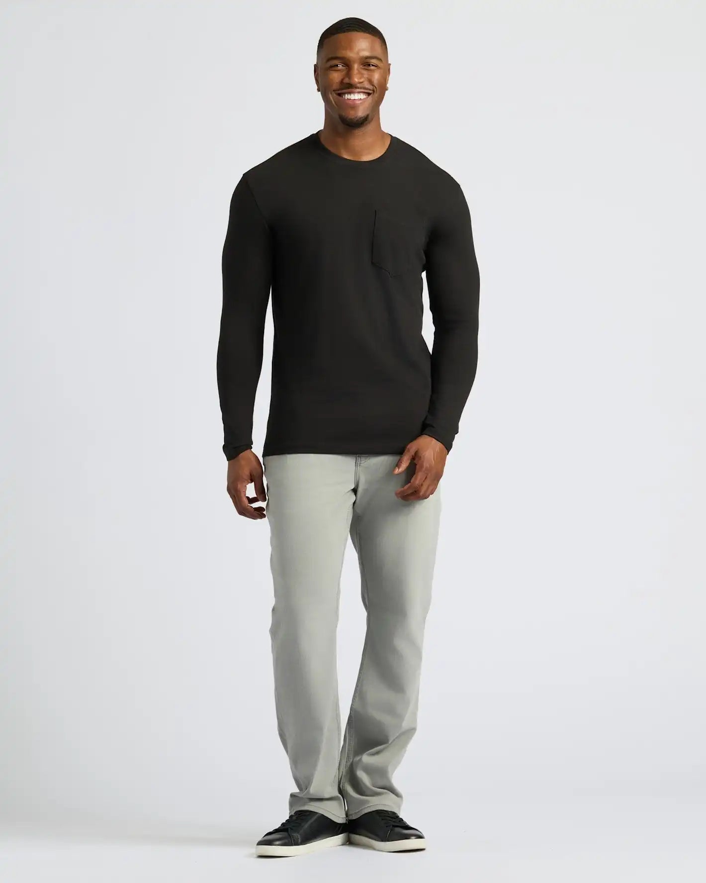 Black & Carbon Tall Heavyweight Long Sleeve Pocket Crew 4-Pack