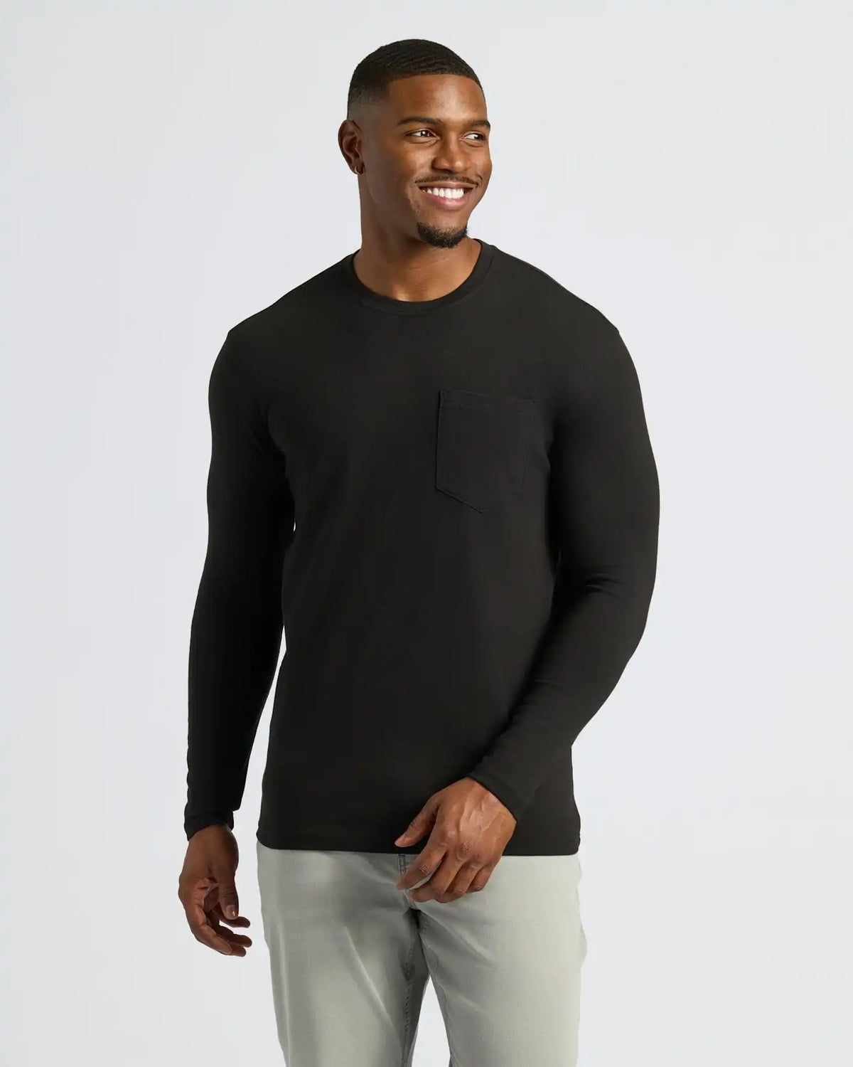 Black Tall Heavyweight Long Sleeve Pocket Crew