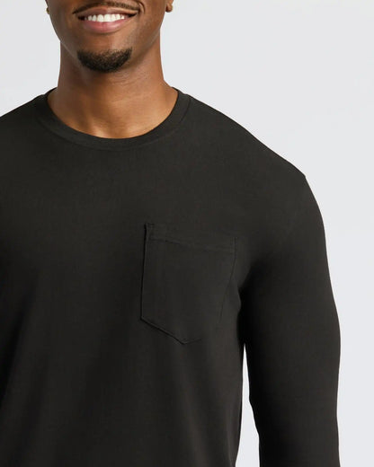 Black Tall Heavyweight Long Sleeve Pocket Crew 2-Pack