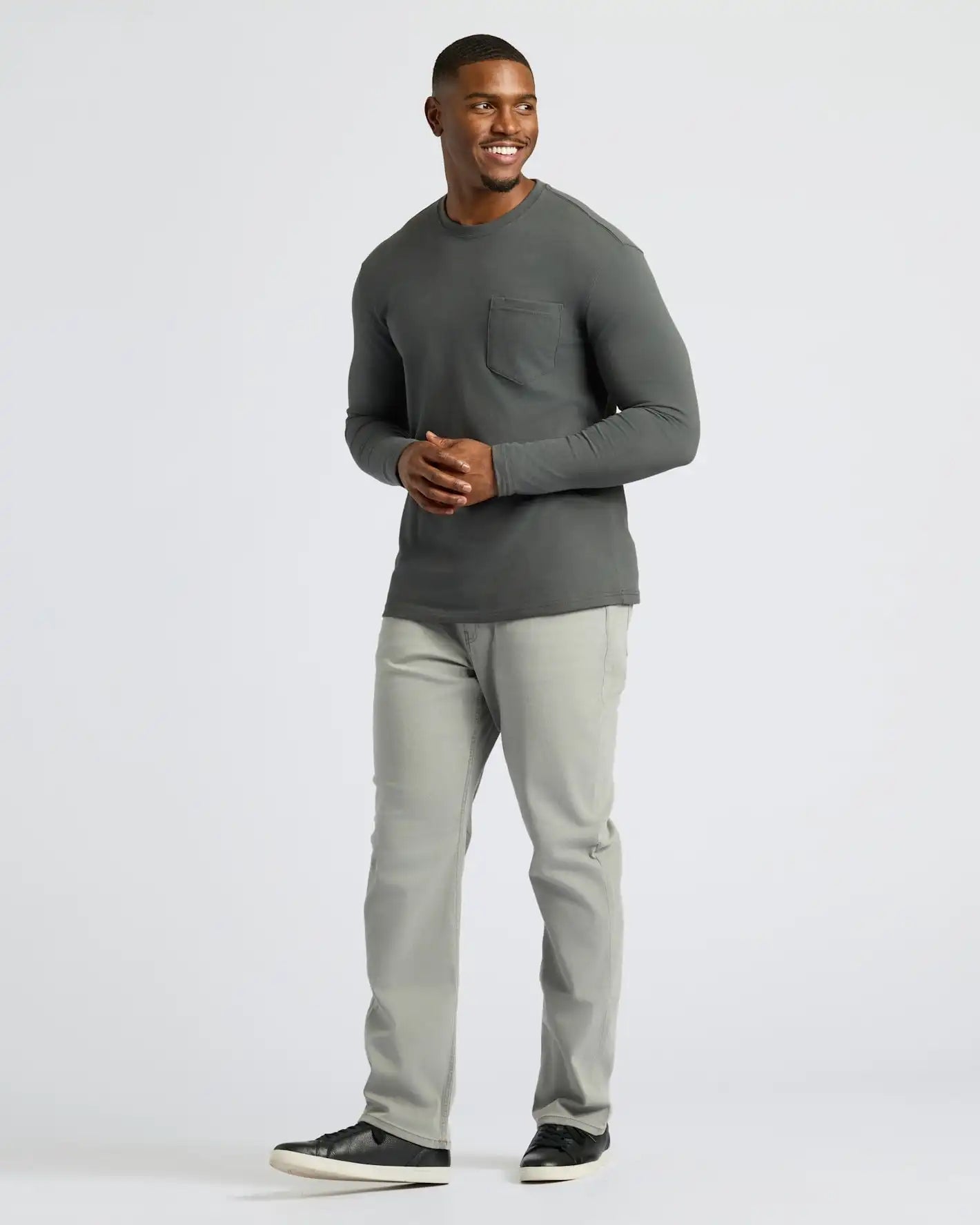 Black & Carbon Tall Heavyweight Long Sleeve Pocket Crew 2-Pack