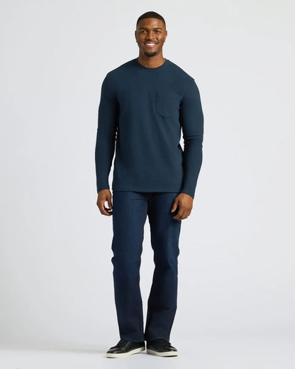 Navy Tall Heavyweight Long Sleeve Pocket Crew