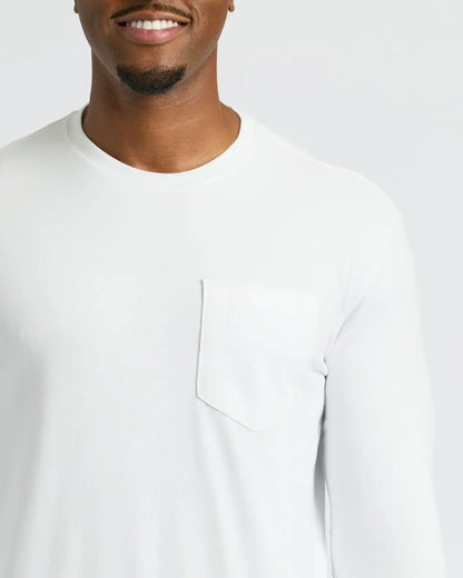 White Tall Heavyweight Long Sleeve Pocket Crew 2-Pack