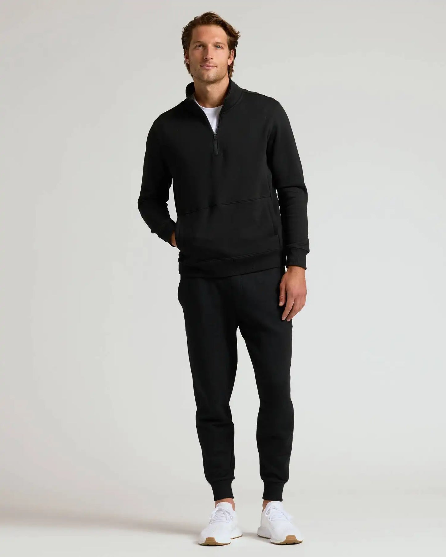 Black Quarter Zip Fleece Sweatshirt & Jogger 2-Pack