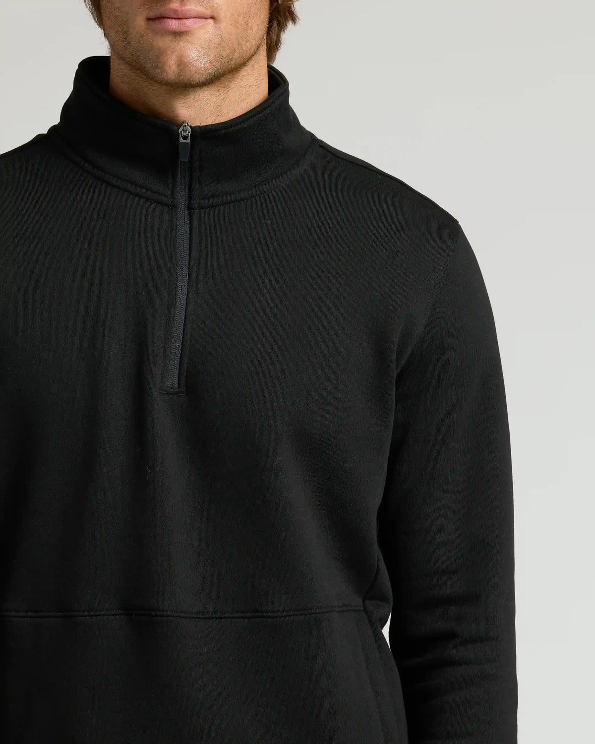 Black Quarter Zip Fleece Sweatshirt