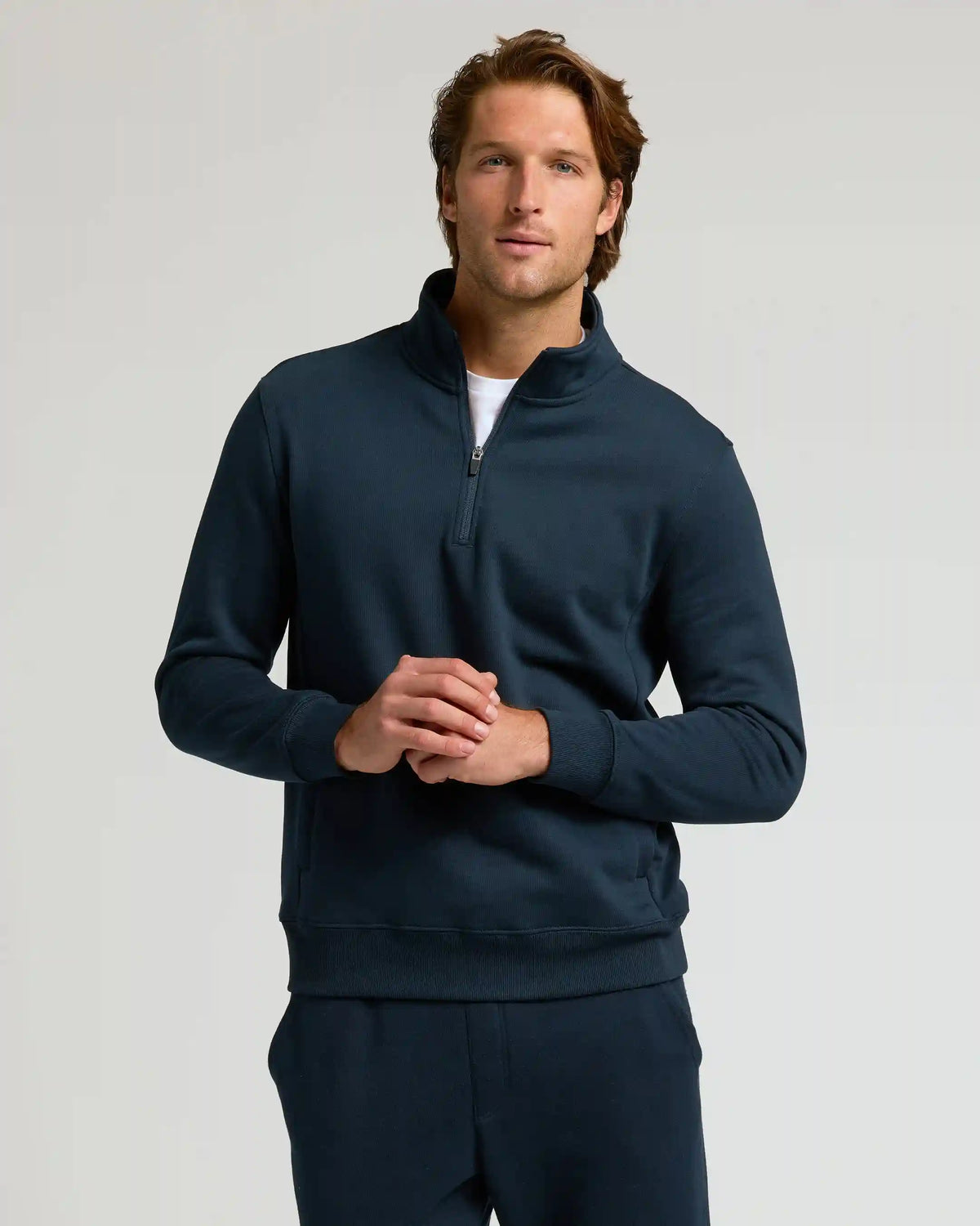 Navy Quarter Zip Fleece Sweatshirt