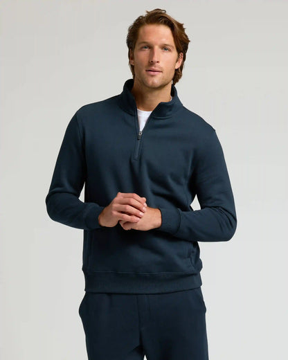 Navy Quarter Zip Fleece Sweatshirt