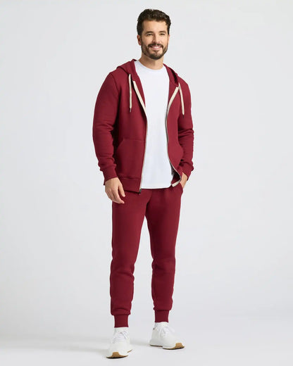 Dark Maroon Fleece French Terry Joggers