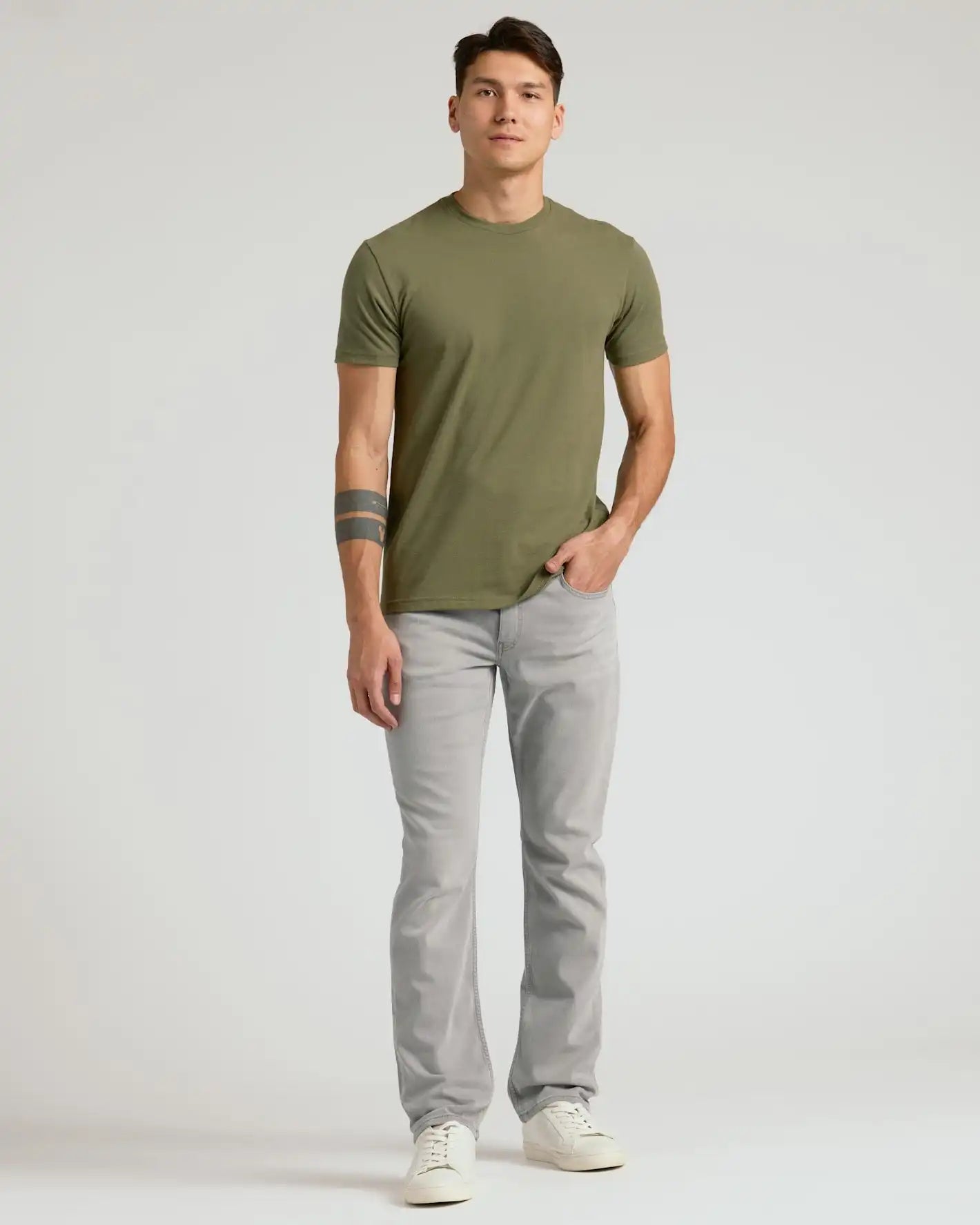 Medium Gray Wash Straight Comfort Stretch Jeans