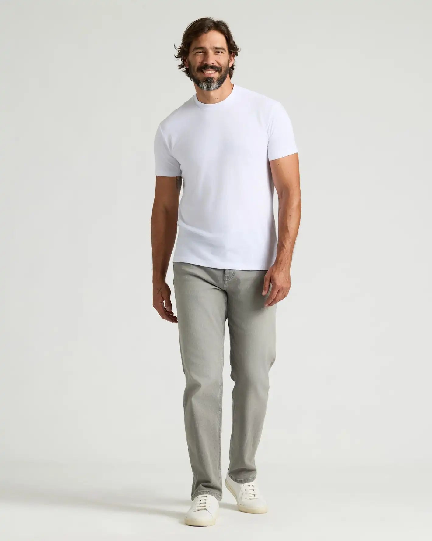 Medium Gray Wash Straight Authentic Denim Jeans