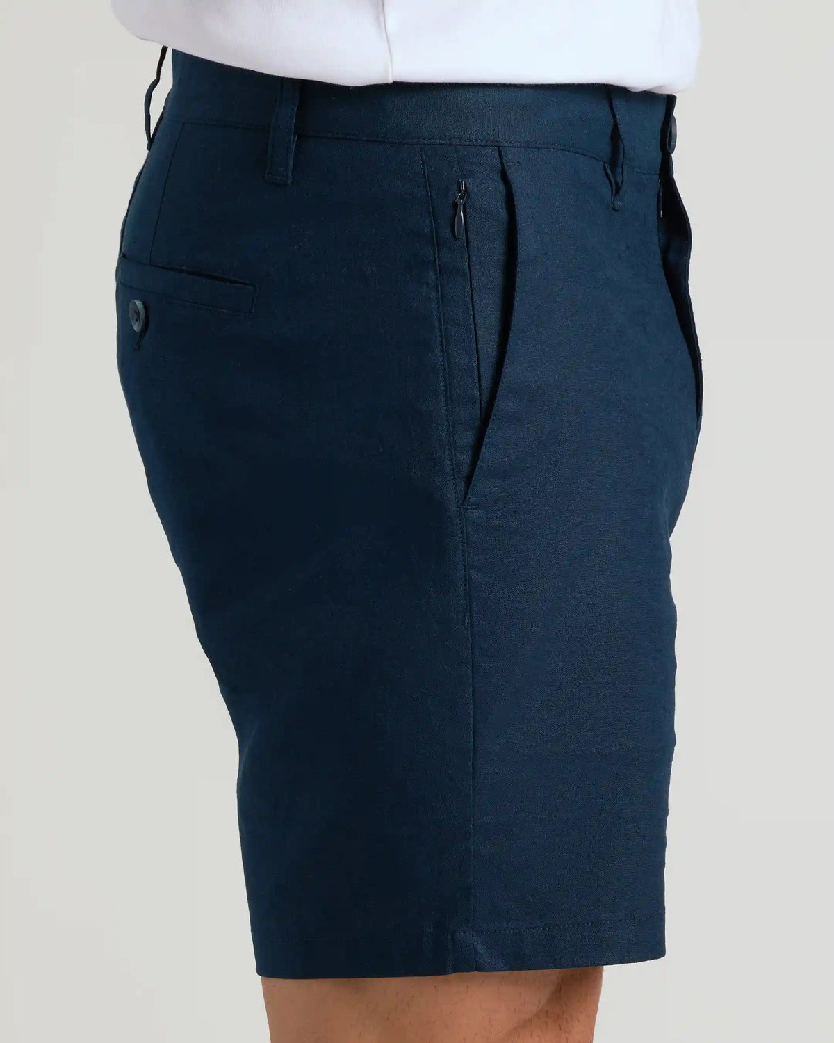 7" Navy Linen Shorts