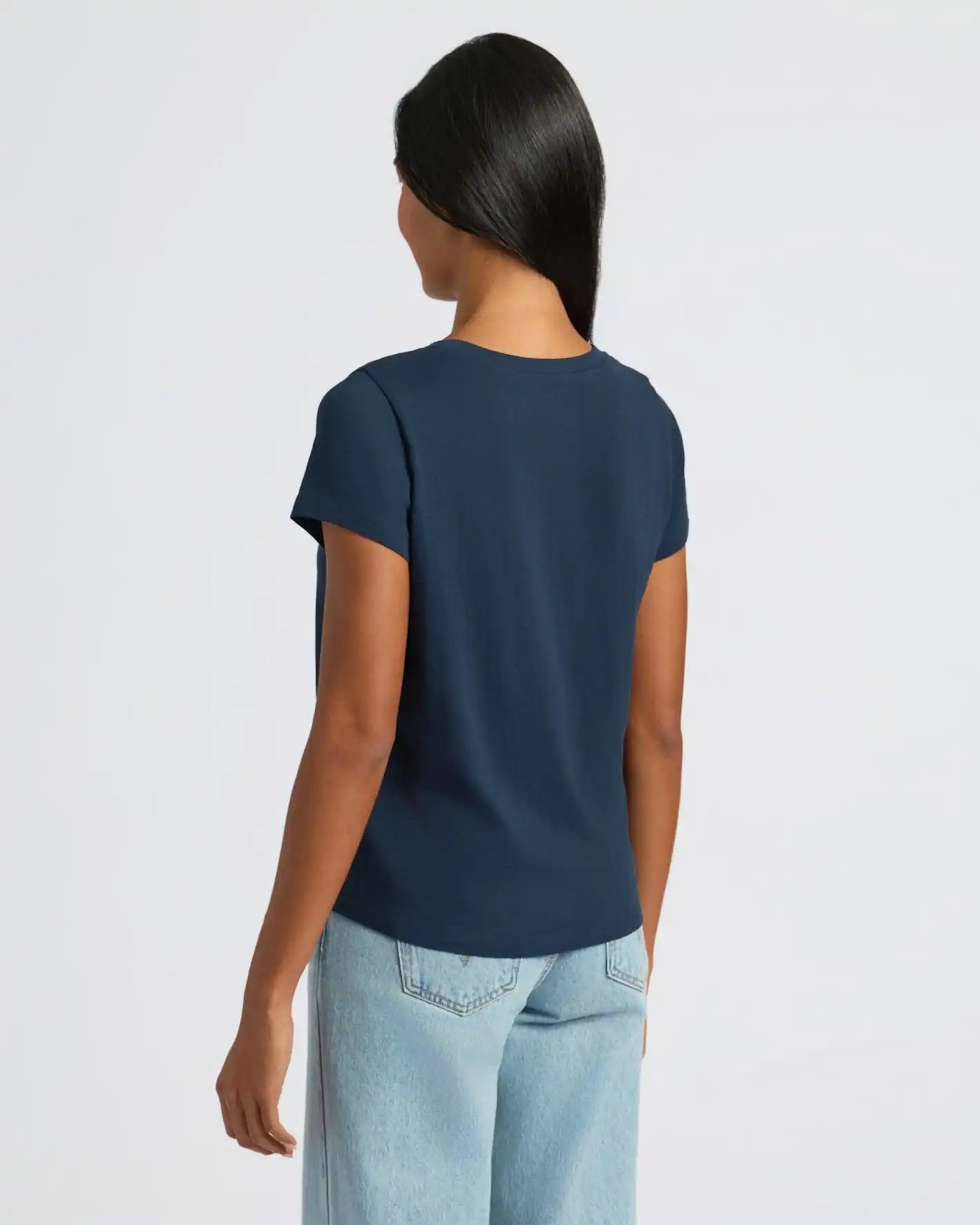 Womens Navy Slub Scoop Neck Tee