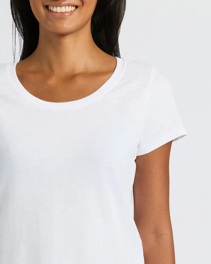 Womens White Slub Scoop Neck Tee