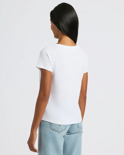 Womens White Slub Scoop Neck Tee