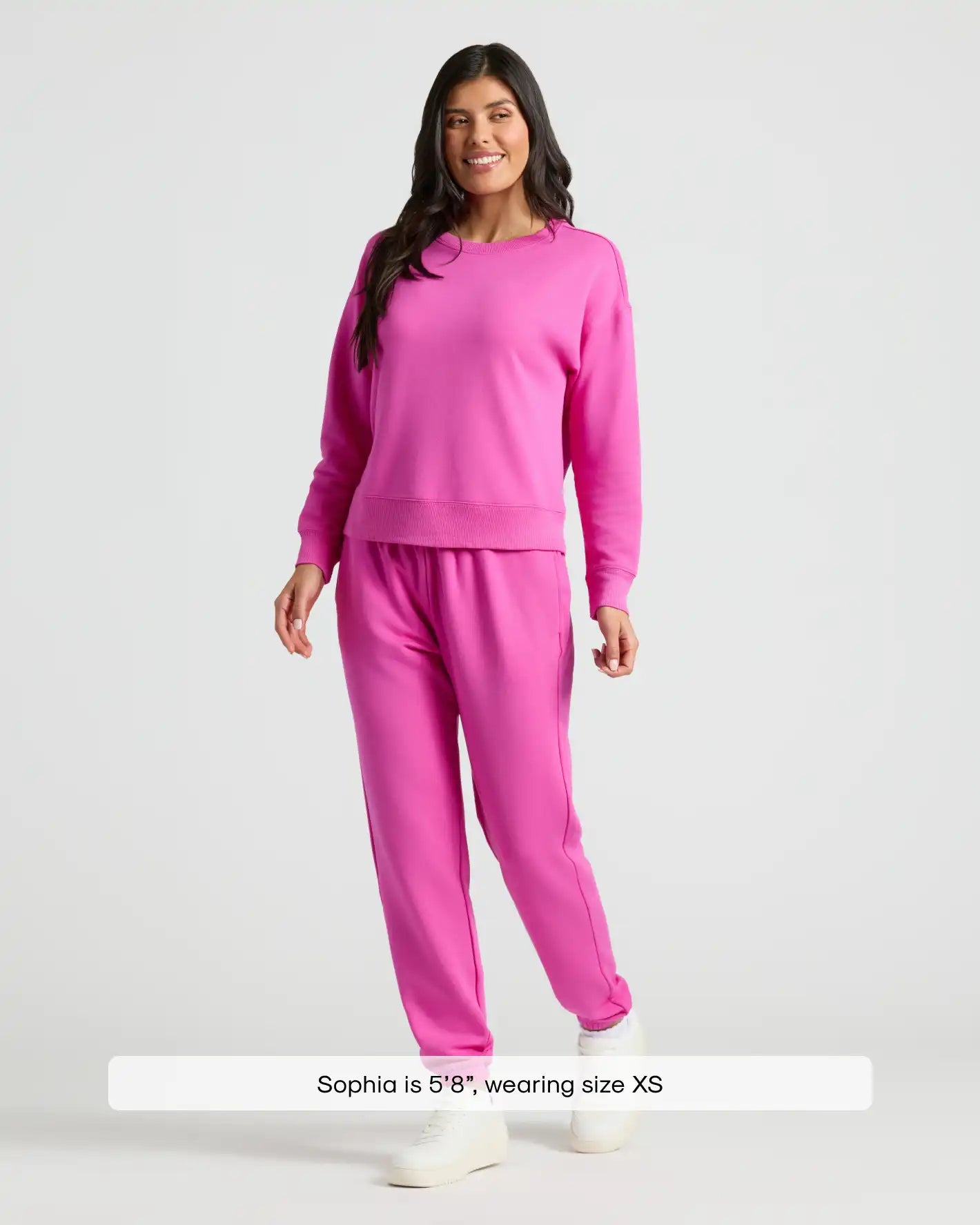 Womens Electric Fuchsia Slouch Pullover Crew & Relaxed Jogger 2-Pack