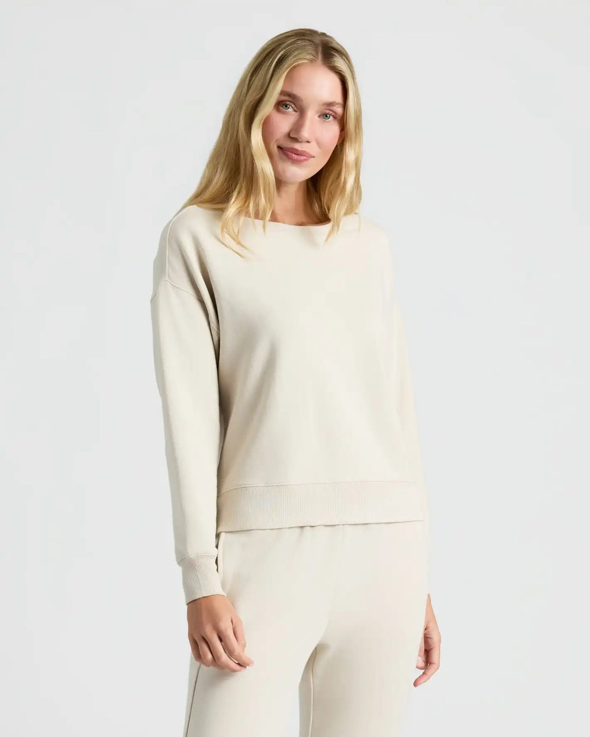 Womens Oatmeal Slouch Pullover Crew & Relaxed Jogger 2-Pack