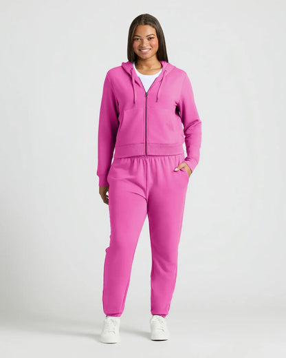 Womens Electric Fuchsia Slouch Pullover Crew & Relaxed Jogger 2-Pack