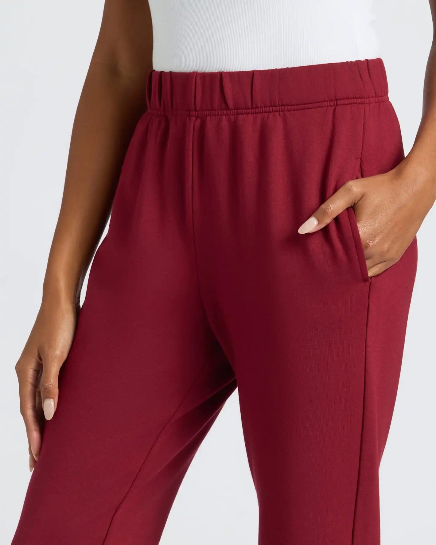 Womens Dark Maroon Crop Zip Hoodie & Relaxed Jogger 2-Pack