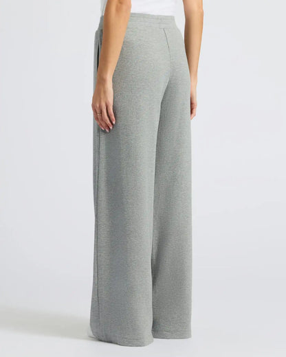 Womens Heather Gray Waffle Wide Leg Pants