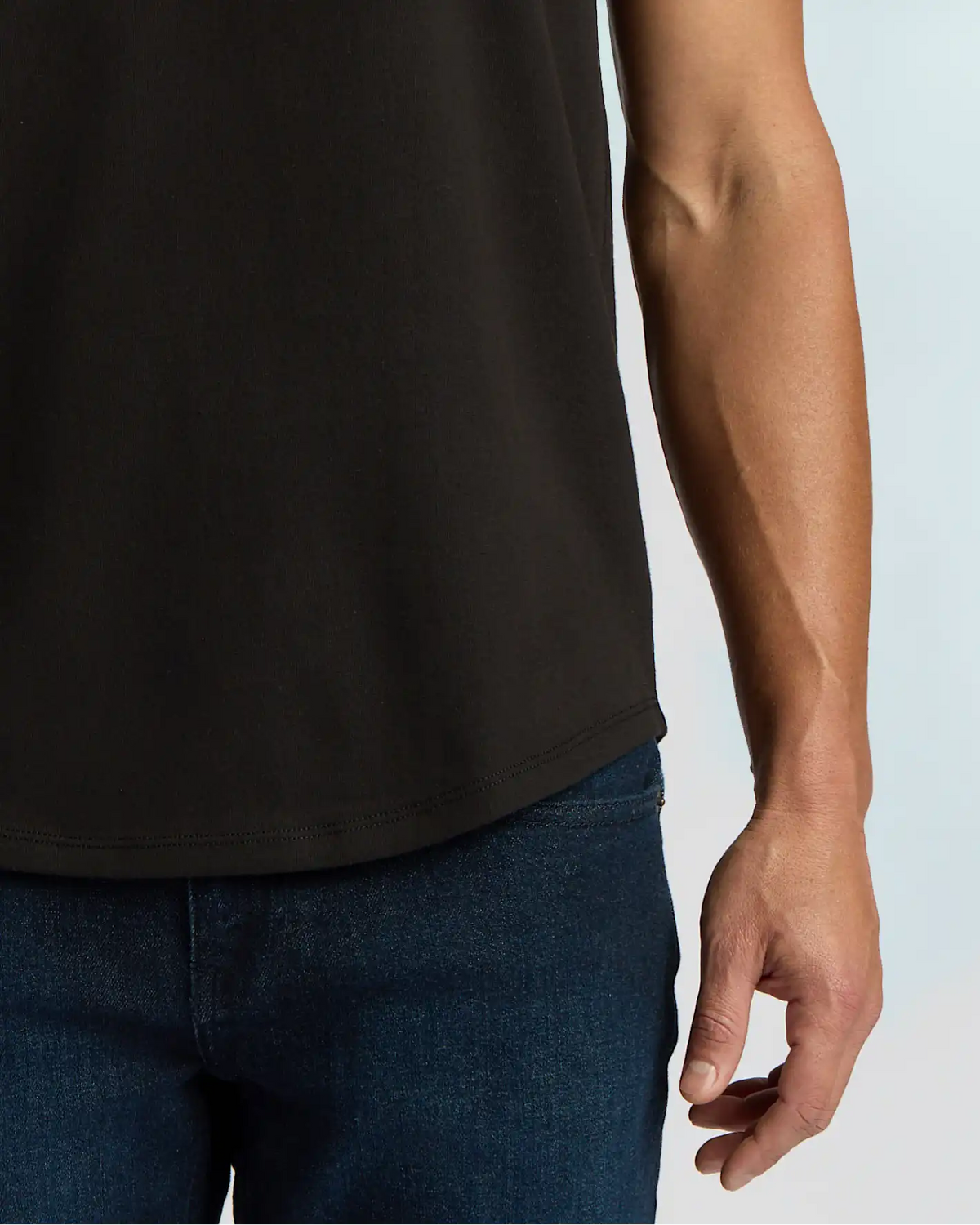 Black Heavyweight Curved Hem Henley